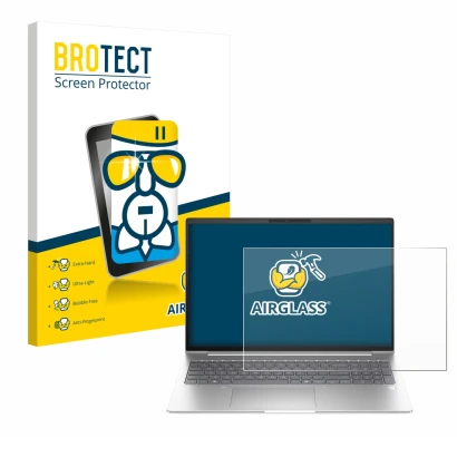 Parte frontale di una confezione del prodotto con il logo del marchio BROTECT. Accanto è raffigurato il dispositivo HP EliteBo