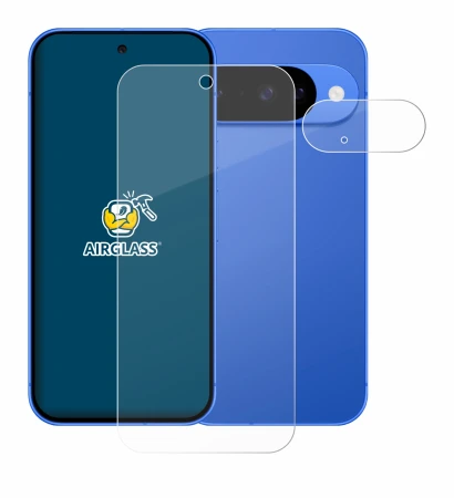 Immagine del dispositivo Google Pixel 10 (Fronte+Fotocamera) con un'ampia varietà di protezioni per lo schermo.