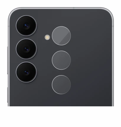 Immagine del dispositivo Samsung Galaxy S25 FE (SOLO Fotocamera) con un'ampia varietà di protezioni per lo schermo.