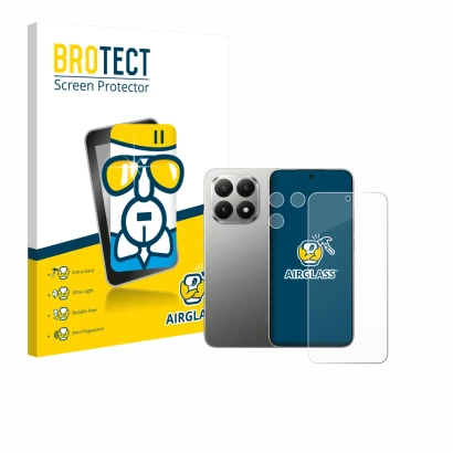 Parte frontale di una confezione del prodotto con il logo del marchio BROTECT. Accanto è raffigurato il dispositivo Xiaomi 15T