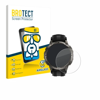Parte frontale di una confezione del prodotto con il logo del marchio BROTECT. Accanto è raffigurato il dispositivo Kospet Tan