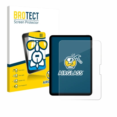 Parte frontale di una confezione del prodotto con il logo del marchio BROTECT. Accanto è raffigurato il dispositivo Apple iPad