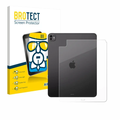 Parte frontale di una confezione del prodotto con il logo del marchio BROTECT. Accanto è raffigurato il dispositivo Apple iPad