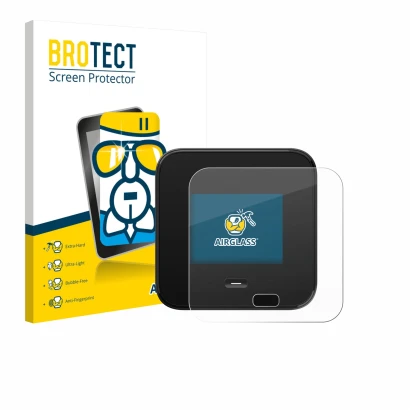 Parte frontale di una confezione del prodotto con il logo del marchio BROTECT. Accanto è raffigurato il dispositivo Netgear Ni