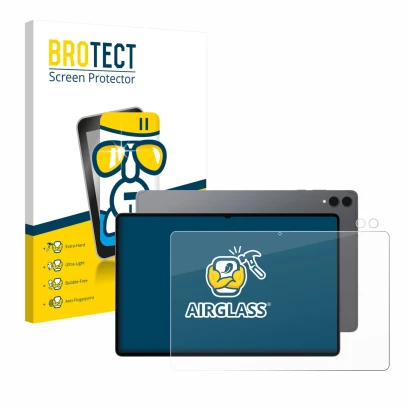 Parte frontale di una confezione del prodotto con il logo del marchio BROTECT. Accanto è raffigurato il dispositivo Samsung Ga