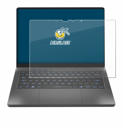 Immagine del dispositivo ASUS ROG Zephyrus G14 2025 GA403 con un'ampia varietà di protezioni per lo schermo.