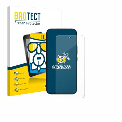 Parte frontale di una confezione del prodotto con il logo del marchio BROTECT. Accanto è raffigurato il dispositivo Xiaomi Poc