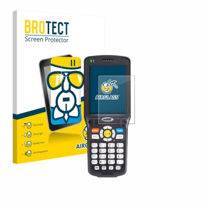 Parte frontale di una confezione del prodotto con il logo del marchio BROTECT. Accanto è raffigurato il dispositivo Unitech HT