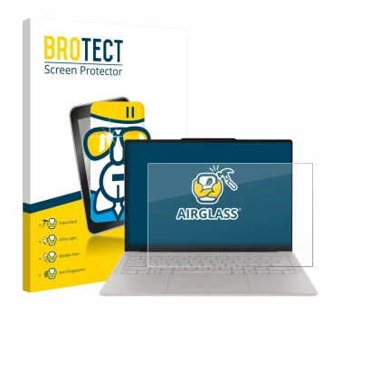 Parte frontale di una confezione del prodotto con il logo del marchio BROTECT. Accanto è raffigurato il dispositivo Lenovo Yog