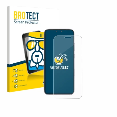 Parte frontale di una confezione del prodotto con il logo del marchio BROTECT. Accanto è raffigurato il dispositivo Honor Magi