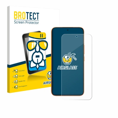 Parte frontale di una confezione del prodotto con il logo del marchio BROTECT. Accanto è raffigurato il dispositivo Xiaomi Red