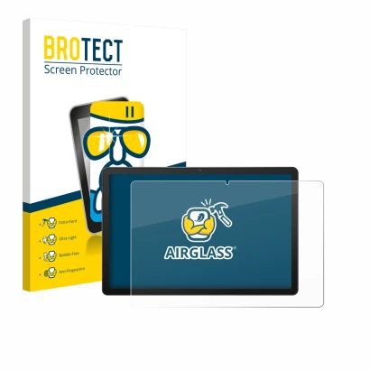 Parte frontale di una confezione del prodotto con il logo del marchio BROTECT. Accanto è raffigurato il dispositivo Sunmi CPad