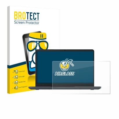 Parte frontale di una confezione del prodotto con il logo del marchio BROTECT. Accanto è raffigurato il dispositivo Lenovo Chr