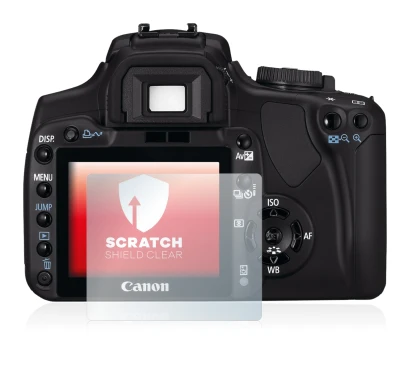 Immagine del dispositivo Canon EOS 400D con un'ampia varietà di protezioni per lo schermo.