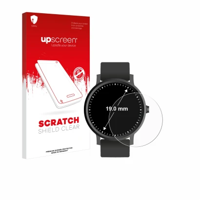 Parte frontale di una confezione del prodotto con il logo del marchio upscreen. Accanto è raffigurato il dispositivo Orologi (