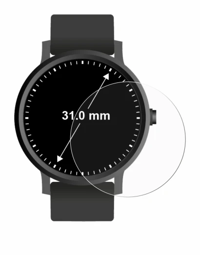 Immagine del dispositivo Orologi (circolare, ø: 31 mm) con un'ampia varietà di protezioni per lo schermo.