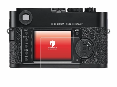Immagine del dispositivo Leica M9 con un'ampia varietà di protezioni per lo schermo.