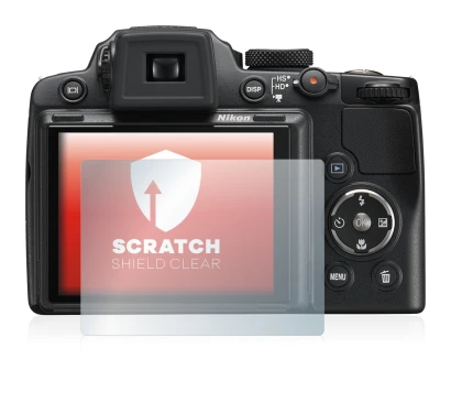 Immagine del dispositivo Nikon Coolpix P500 con un'ampia varietà di protezioni per lo schermo.