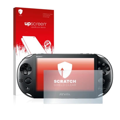 Parte frontale di una confezione del prodotto con il logo del marchio upscreen. Accanto è raffigurato il dispositivo Sony Play