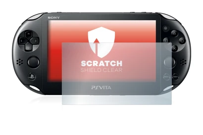 Immagine del dispositivo Sony Playstation Vita con un'ampia varietà di protezioni per lo schermo.