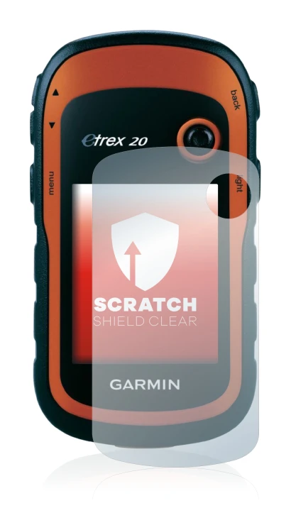 Immagine del dispositivo Garmin eTrex 20 con un'ampia varietà di protezioni per lo schermo.