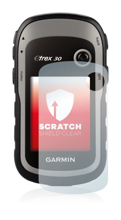 Immagine del dispositivo Garmin eTrex 30 con un'ampia varietà di protezioni per lo schermo.