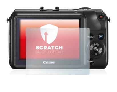 Immagine del dispositivo Canon EOS M con un'ampia varietà di protezioni per lo schermo.
