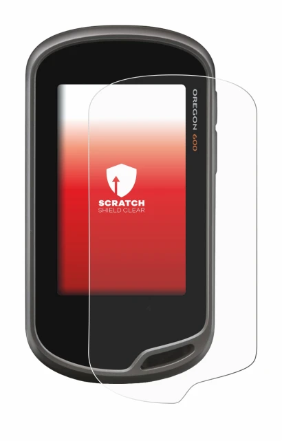 Immagine del dispositivo Garmin Oregon 600 con un'ampia varietà di protezioni per lo schermo.