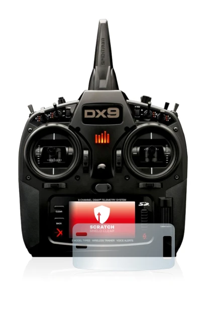 Immagine del dispositivo Spektrum DX9 con un'ampia varietà di protezioni per lo schermo.