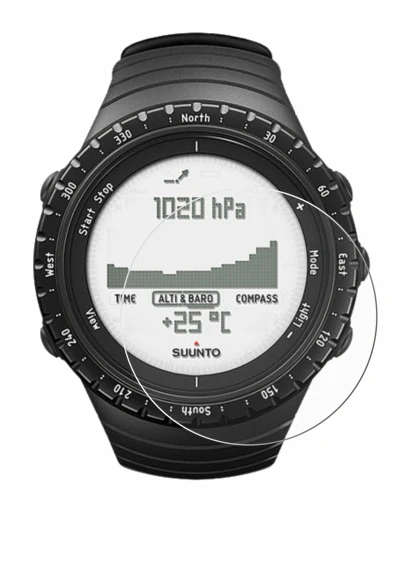 Immagine del dispositivo Suunto Core Regular Black con un'ampia varietà di protezioni per lo schermo.