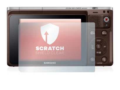 Immagine del dispositivo Samsung NX Mini con un'ampia varietà di protezioni per lo schermo.