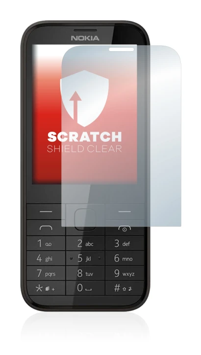 Immagine del dispositivo Nokia 225 con un'ampia varietà di protezioni per lo schermo.