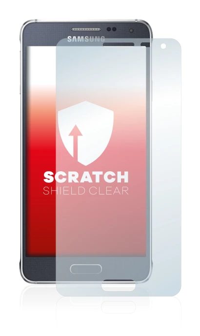 Immagine del dispositivo Samsung Galaxy Alpha SM-G850F con un'ampia varietà di protezioni per lo schermo.