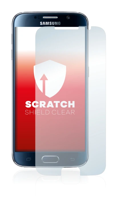 Immagine del dispositivo Samsung Galaxy S6 con un'ampia varietà di protezioni per lo schermo.