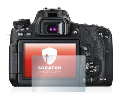Immagine del dispositivo Canon EOS 760D con un'ampia varietà di protezioni per lo schermo.