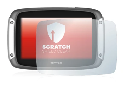 Immagine del dispositivo TomTom Rider 400 con un'ampia varietà di protezioni per lo schermo.