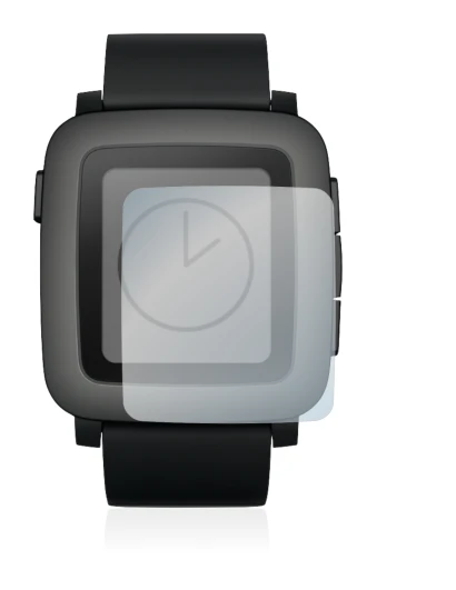 Immagine del dispositivo Pebble Time con un'ampia varietà di protezioni per lo schermo.