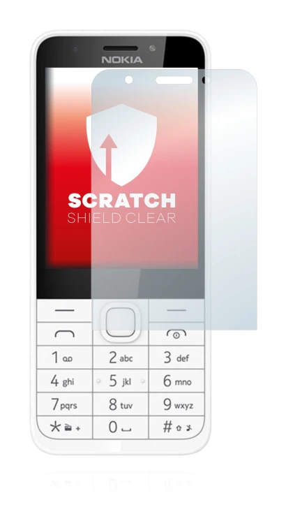 Immagine del dispositivo Nokia 230 con un'ampia varietà di protezioni per lo schermo.