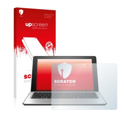 Parte frontale di una confezione del prodotto con il logo del marchio upscreen. Accanto è raffigurato il dispositivo HP Elite 