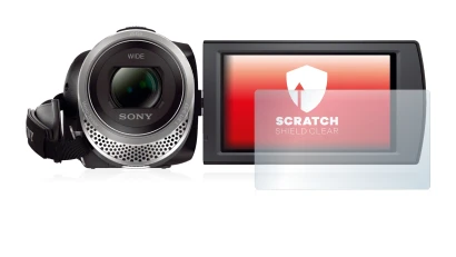 Immagine del dispositivo Sony FDR-AX53 con un'ampia varietà di protezioni per lo schermo.