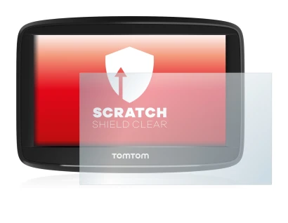 Immagine del dispositivo TomTom Start 52 con un'ampia varietà di protezioni per lo schermo.