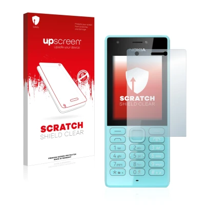 Parte frontale di una confezione del prodotto con il logo del marchio upscreen. Accanto è raffigurato il dispositivo Nokia 216