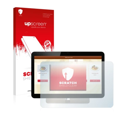 Parte frontale di una confezione del prodotto con il logo del marchio upscreen. Accanto è raffigurato il dispositivo Aopen eTI