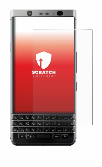 Immagine del dispositivo BlackBerry Keyone con un'ampia varietà di protezioni per lo schermo.