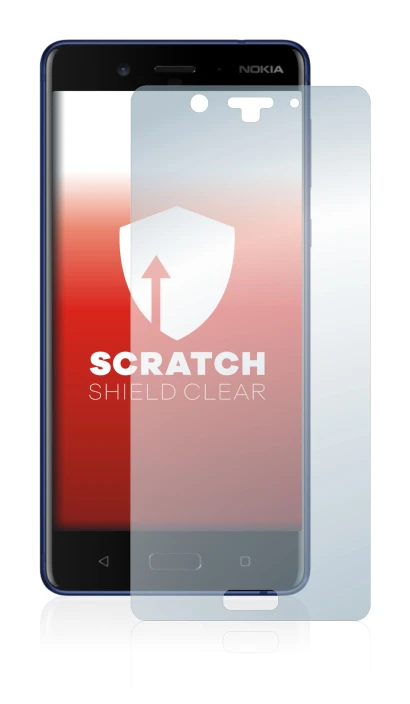Immagine del dispositivo Nokia 8 con un'ampia varietà di protezioni per lo schermo.