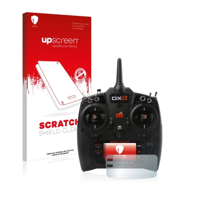 Parte frontale di una confezione del prodotto con il logo del marchio upscreen. Accanto è raffigurato il dispositivo Spektrum