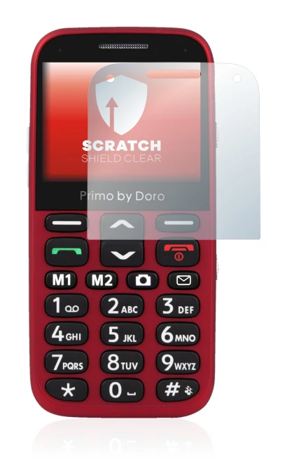 Immagine del dispositivo Doro Primo 366 con un'ampia varietà di protezioni per lo schermo.