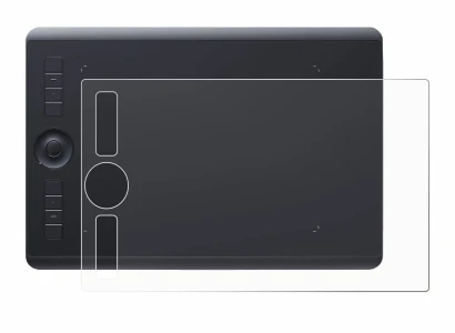 Immagine del dispositivo Wacom Intuos Pro M (2017) con un'ampia varietà di protezioni per lo schermo.
