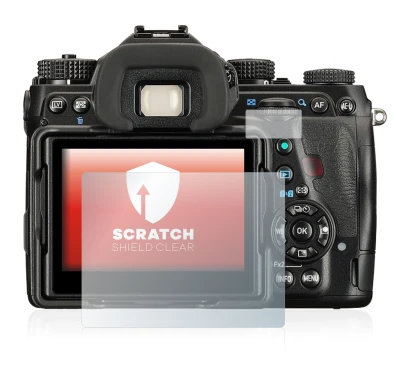 Immagine del dispositivo Pentax K-1 Mark II con un'ampia varietà di protezioni per lo schermo.