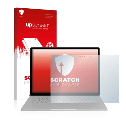 Parte frontale di una confezione del prodotto con il logo del marchio upscreen. Accanto è raffigurato il dispositivo Microsoft